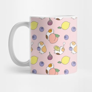 Guinea Pigs and Fruits Pattern in Pink Background Mug